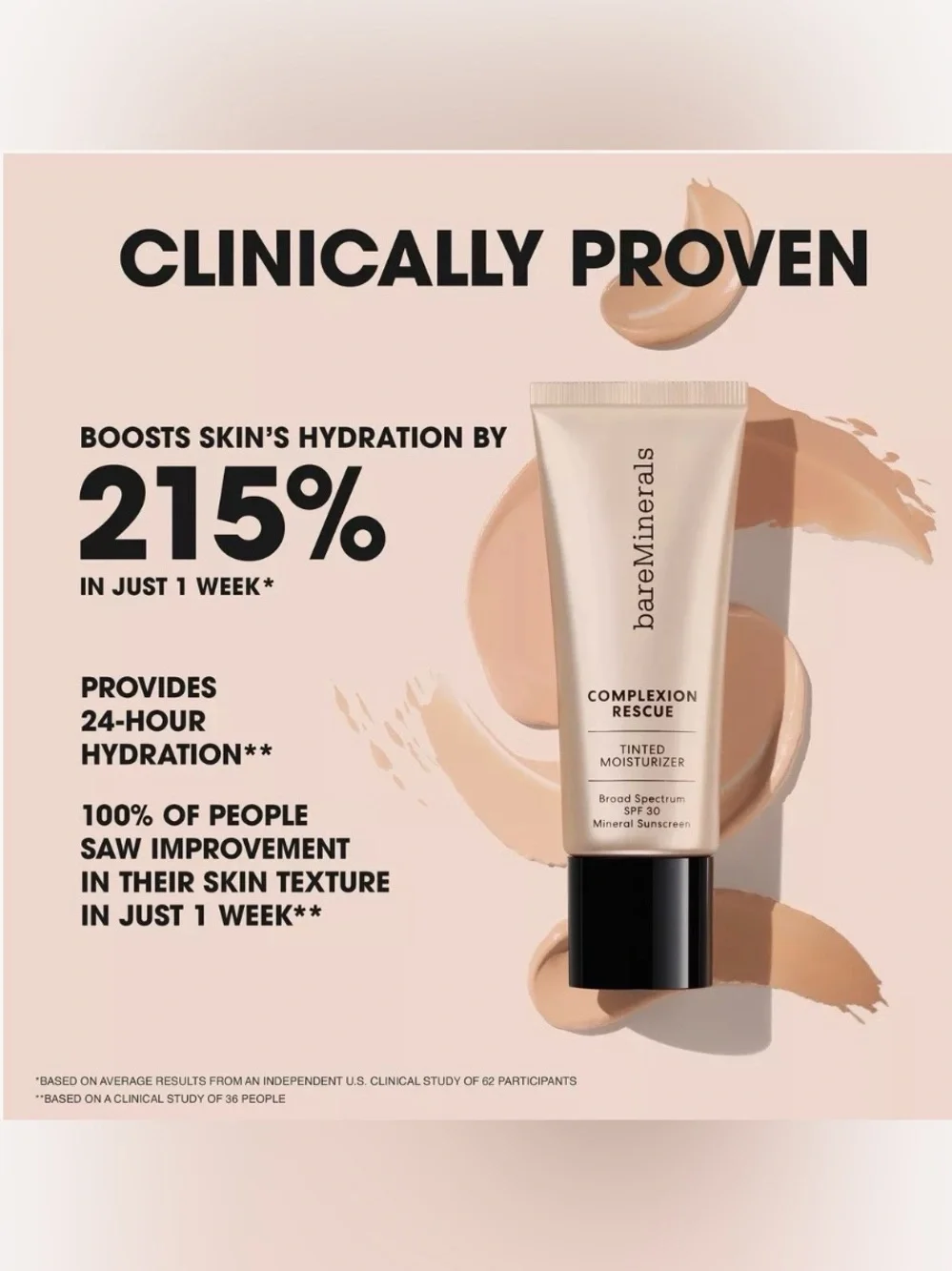 NIB bareMinerals Complexion Rescue Skin-Perfecting Tint - Vanilla 02